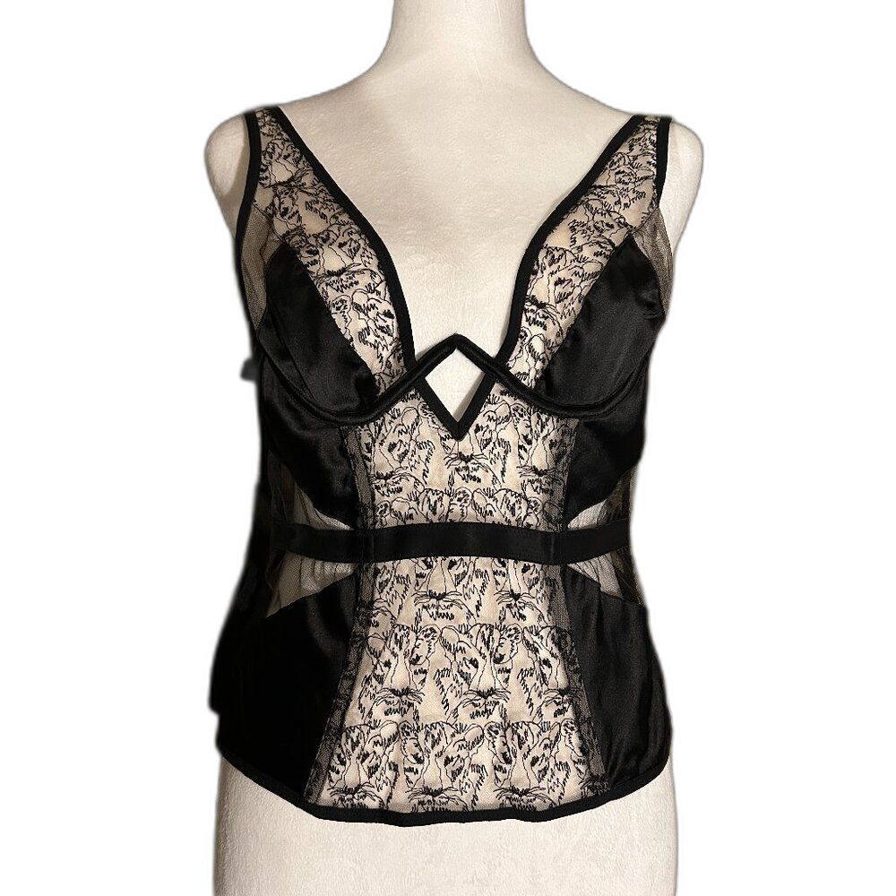 Victoria's Secret Black Lace Corset Top Feminine Bohemian Gothic 34B